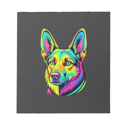 Kleurrijk Neon Hond Vector Portret Notitieblok (Voorkant)