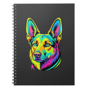 Kleurrijk Neon Hond Vector Portret Notitieboek