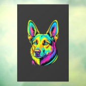 Kleurrijk Neon Hond Vector Portret Raamsticker (Vel 3)