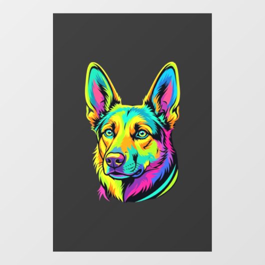 Kleurrijk Neon Hond Vector Portret Raamsticker (Vel)