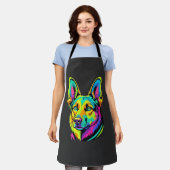 Kleurrijk Neon Hond Vector Portret Schort (Gedragen)