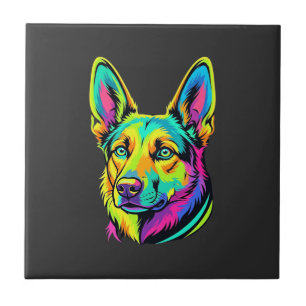 Kleurrijk Neon Hond Vector Portret Tegeltje