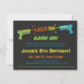 Kleurrijk Neon Laser Tag Verjaardagsfeestje Kaart (Voorkant)