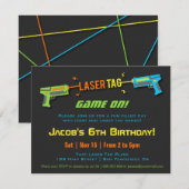 Kleurrijk Neon Laser Tag Verjaardagsfeestje Kaart (Voorkant / Achterkant)