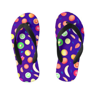 Kleurrijk neon tropisch fruitpatroon kinder teenslippers