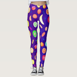 Kleurrijk neon tropisch fruitpatroon leggings