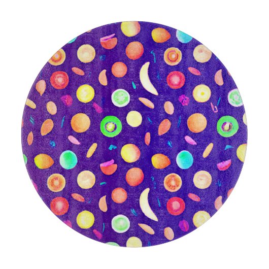 Kleurrijk neon tropisch fruitpatroon snijplank (Voorkant)