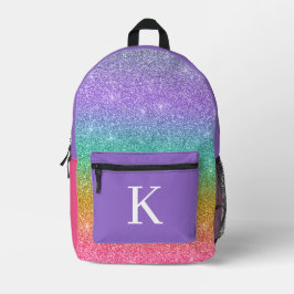 Kleurrijk Nep Glitter Monogram Meisje Bedrukte Rugzak