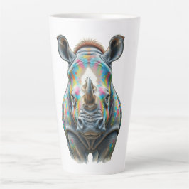 Kleurrijk Neushoorn Portret Levendig Wilde Dieren Latte Mok