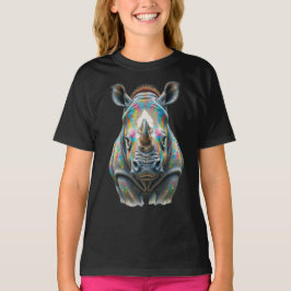 Kleurrijk Neushoorn Portret Levendig Wilde Dieren T-shirt