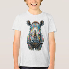 Kleurrijk Neushoorn Portret Levendig Wilde Dieren Tri-Blend Shirt