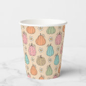 Kleurrijk neutraal beige pompoenpatroon Baby showe Papieren Bekers (Achterkant)