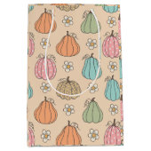 Kleurrijk neutraal beige pompoenpatroon medium cadeauzakje (Voorkant)