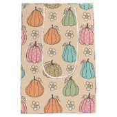 Kleurrijk neutraal beige pompoenpatroon medium cadeauzakje (Achterkant)