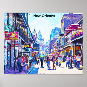 Kleurrijk New Orleans Louisiana French Quarter Poster