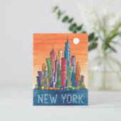 kleurrijk new york briefkaart (Staand voorkant)