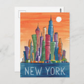 kleurrijk new york briefkaart (Voorkant / Achterkant)