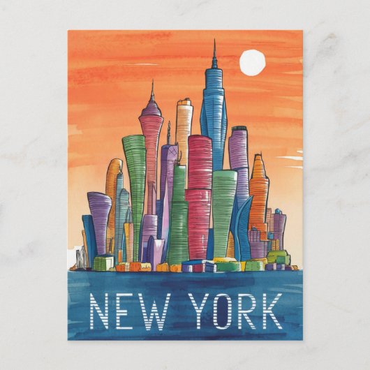 kleurrijk new york briefkaart (Voorkant)