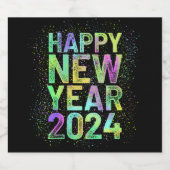 Kleurrijk nieuwjaar 2024 bier etiket (Enkel label)