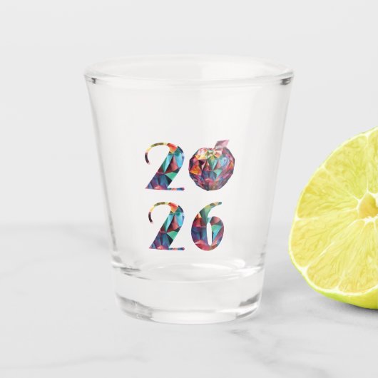 Kleurrijk nieuwjaar 2026- shot glas (Voorkant)