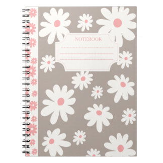 Kleurrijk Notitieboek Collectie bloemen: wit en br