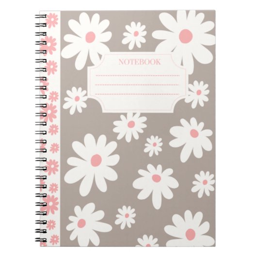 Kleurrijk Notitieboek Collectie bloemen: wit en br (Voorkant)