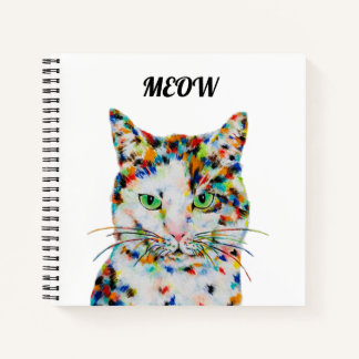 Kleurrijk Notitieboek met Cat Art Square