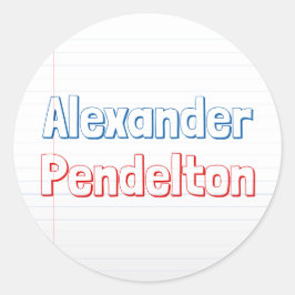 Kleurrijk Notitieboek Papier Thema Klaslokaal Naam Ronde Sticker