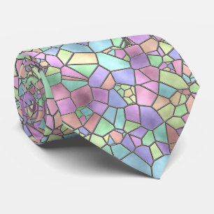 Kleurrijk Nouveau Deco Glas-in-Lood Patroon Stropdas