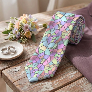 Kleurrijk Nouveau Deco Glas-in-Lood Patroon Stropdas