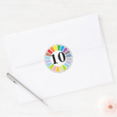 Kleurrijk nummer 10 sticker (Envelop)