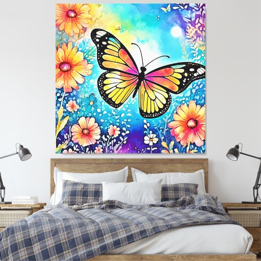 Kleurrijk Octopus Uitzicht Design Canvas Afdruk (Insitu (Slaapkamer))