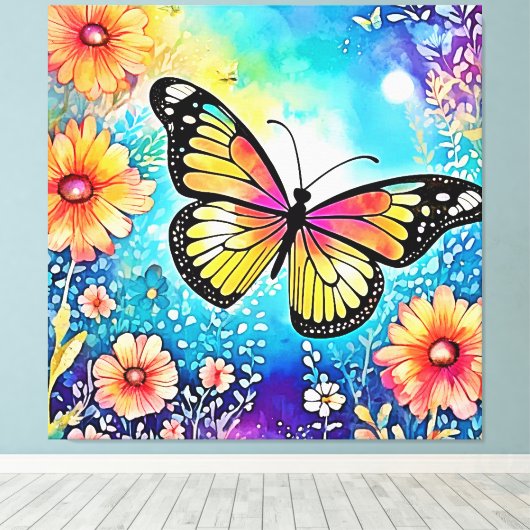 Kleurrijk Octopus Uitzicht Design Canvas Afdruk (Insitu (Houten vloer))