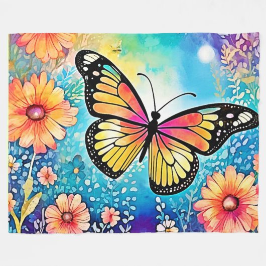 Kleurrijk Octopus Uitzicht Design Fleece Deken (Voorkant (Horizontaal))