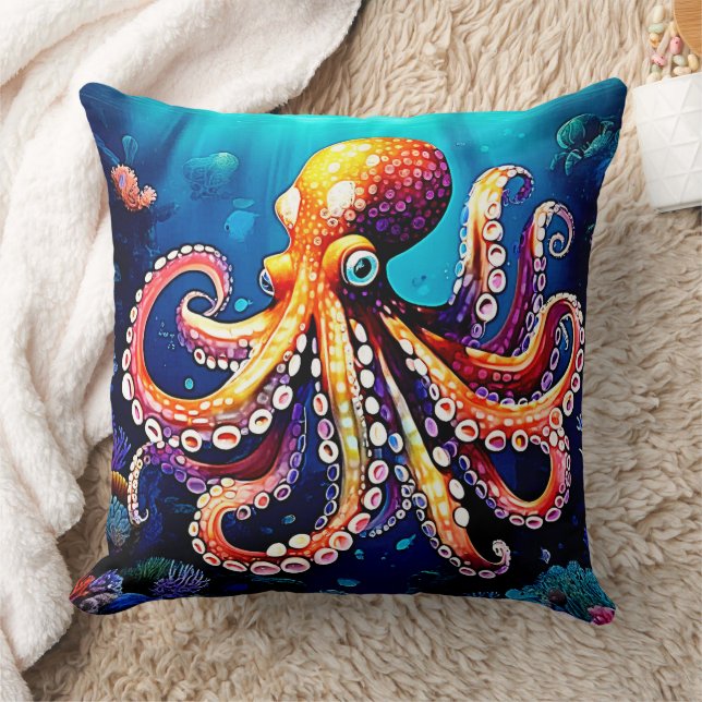 Kleurrijk Octopus Uitzicht Design Kussen (Deken)