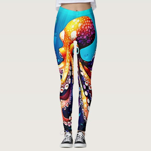 Kleurrijk Octopus Uitzicht Design Leggings (Voorkant)