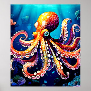 Kleurrijk Octopus Uitzicht Design Poster