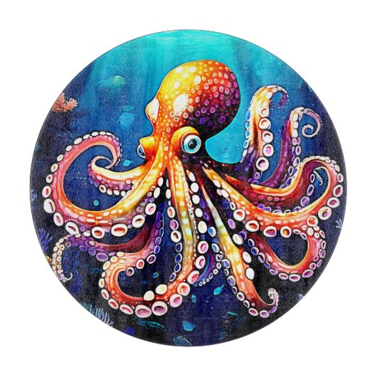 Kleurrijk Octopus Uitzicht Design Snijplank (Voorkant)