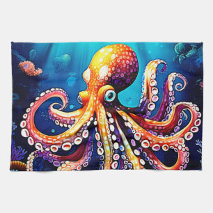 Kleurrijk Octopus Uitzicht Design Theedoek