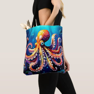 Kleurrijk Octopus Uitzicht Design Tote Bag