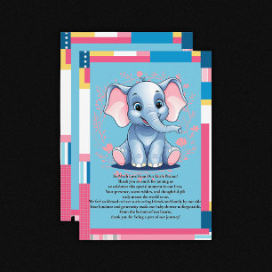 Kleurrijk Oerwoud Blue Elephant Baby shower Bedankkaart