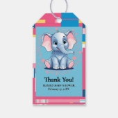 Kleurrijk Oerwoud Blue Elephant Baby shower Cadeaulabel (Voorkant)