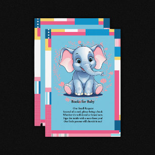 Kleurrijk Oerwoud Blue Elephant Baby shower Informatiekaartje
