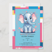 Kleurrijk Oerwoud Blue Elephant Baby shower Kaart (Voorkant)