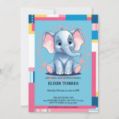Kleurrijk Oerwoud Blue Elephant Baby shower Kaart (Voorkant)