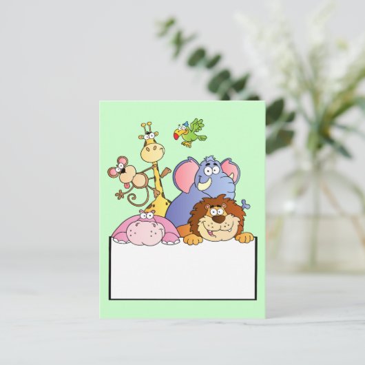 kleurrijk OERWOUD DIEREN bord cartoon grappig Briefkaart (Staand voorkant)