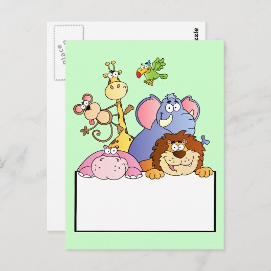 kleurrijk OERWOUD DIEREN bord cartoon grappig Briefkaart (Voorkant / Achterkant)