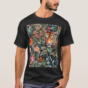 Kleurrijk oerwoud met verborgen tijger t-shirt