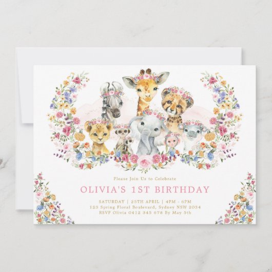 Kleurrijk Oerwoud Wilde dieren Verjaardag Wilde bl Kaart (Voorkant)