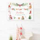 Kleurrijk Oh Wat Leuk 1e Kerst Verjaardagsfeestje Spandoek (Insitu)